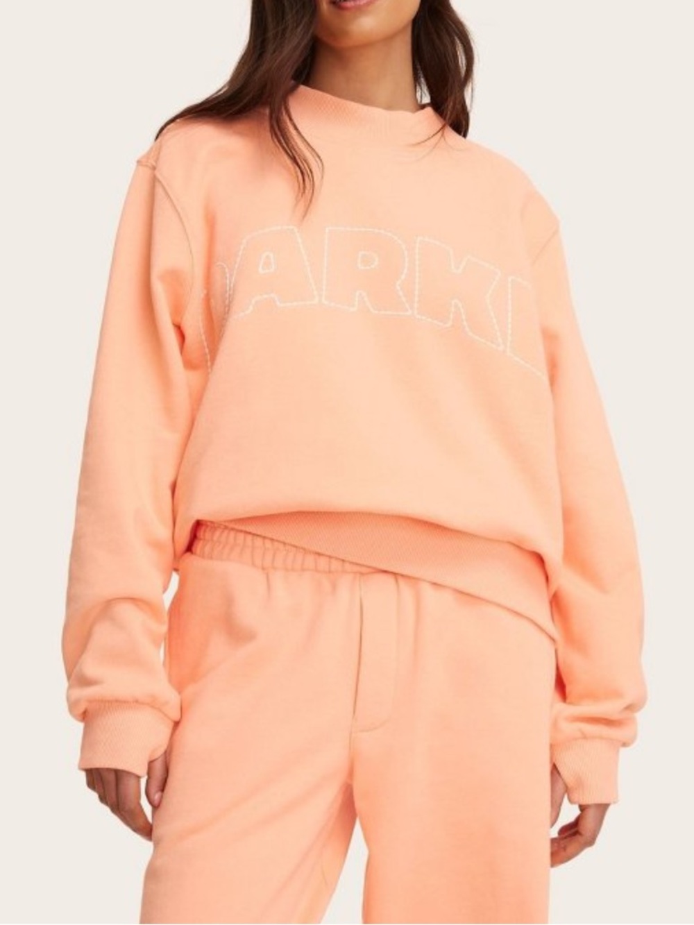 Parke x Target Mockneck Peach Logo-Front Cotton Crewneck Sweatshirt